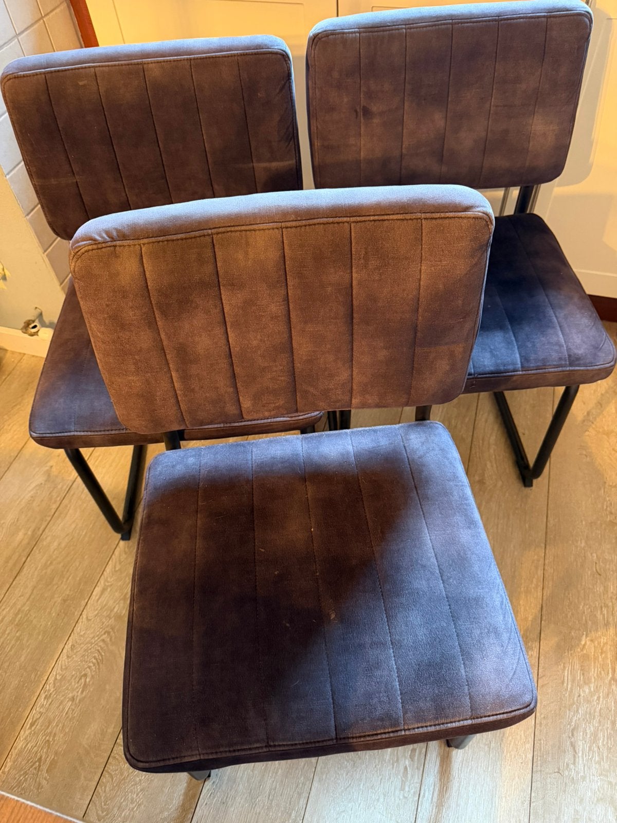 3 eetkamerstoelen, Ophalen, Gebruikt, Drie, Stof