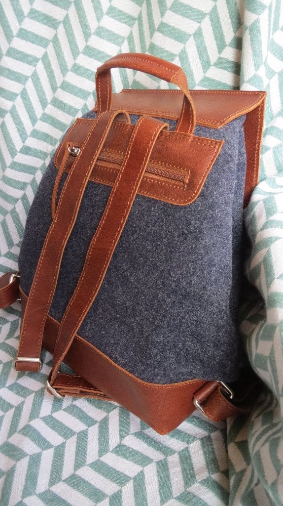 JOST, rugzak, rugtas, leer/stof, 35x25x11, HE/DA, leren tas, Verzenden, Nieuw, Blauw, Overige typen