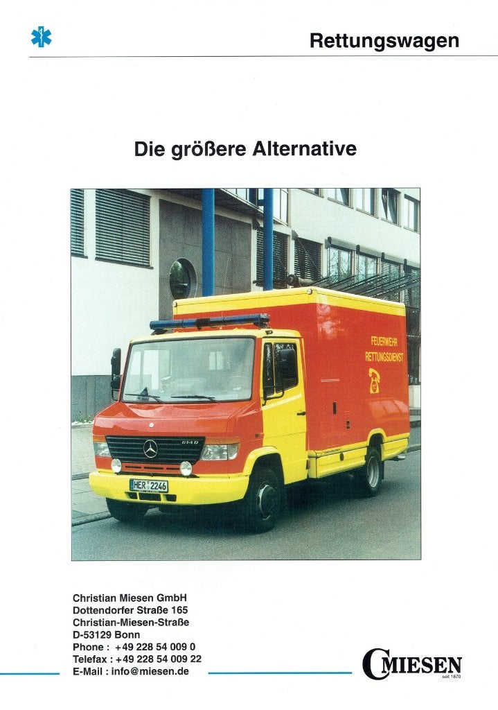Folder Miesen Mercedes-Benz Sprinter Rettungswagen (ca.2000), Verzenden, Gelezen, Mercedes