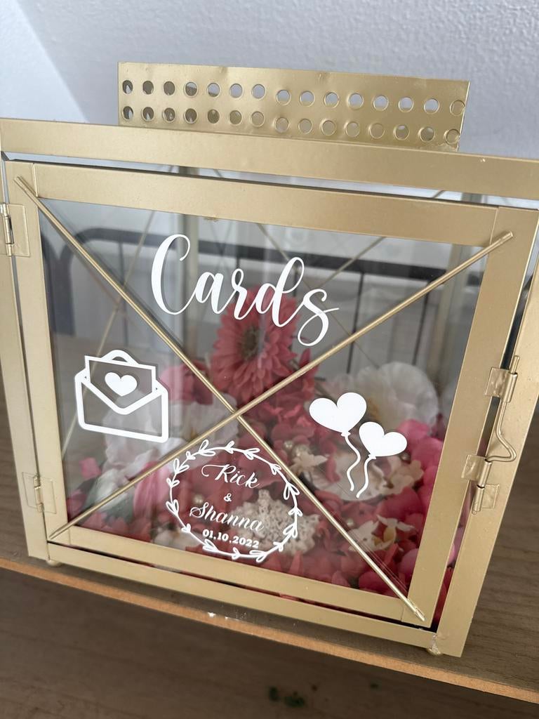 Kaartendoos voor bruiloft of feest - Goudkleurig - Bloemen, Ophalen, Gebruikt, Feestartikel, Geboorte of Huwelijk