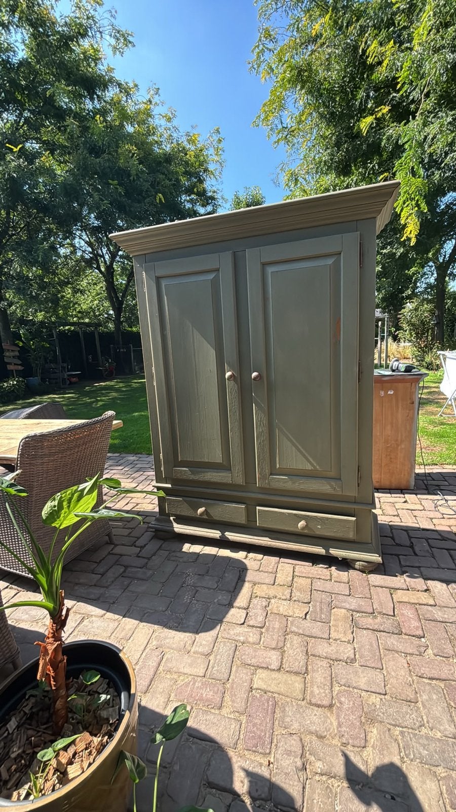 Vintage Eikenhouten Kast met Krijtverf - Brocante Stijl, Ophalen