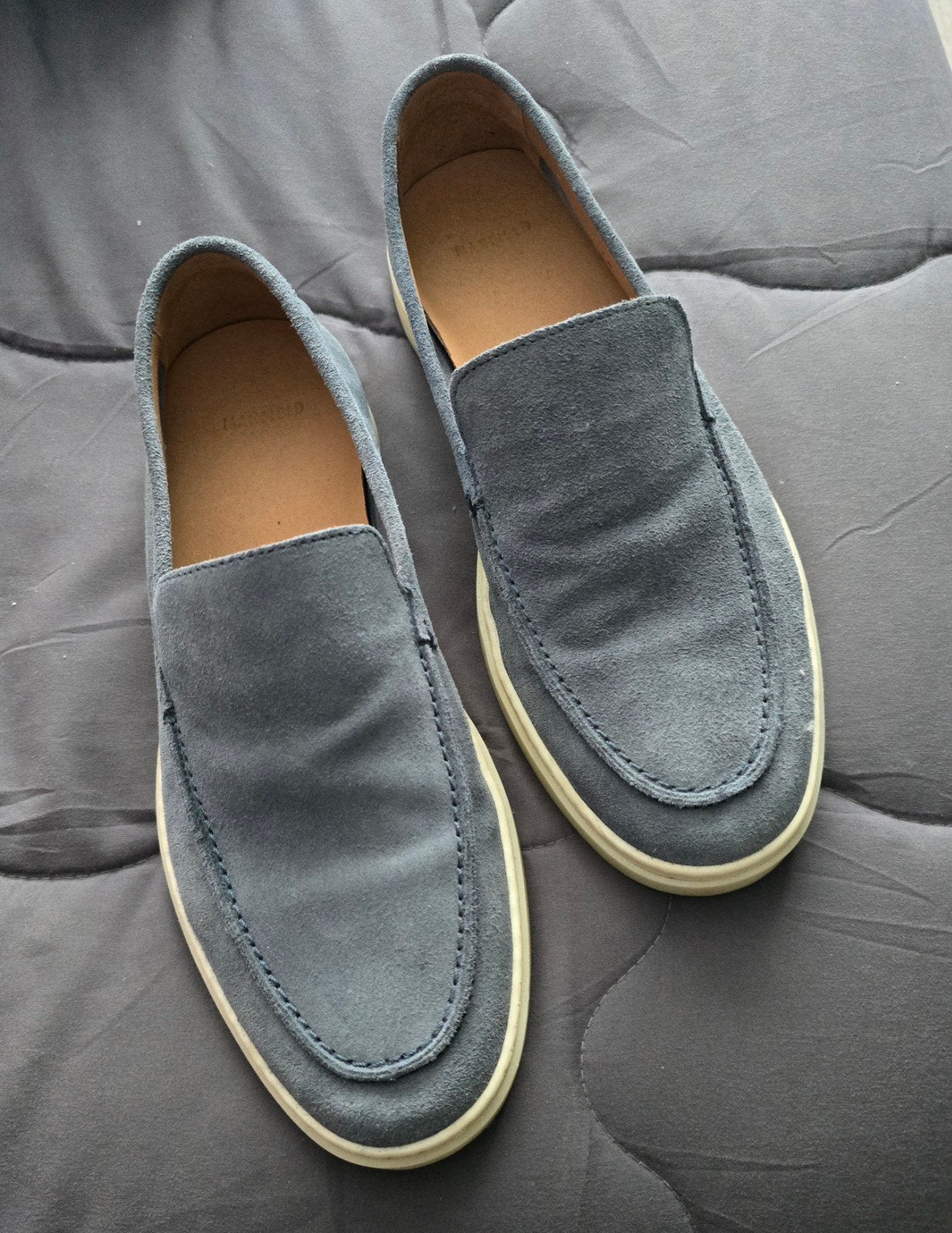 Manfield suède loafers - Maat 42 - Slechts 1x gedragen, Loafers, Manfield, Blauw, Ophalen of Verzenden