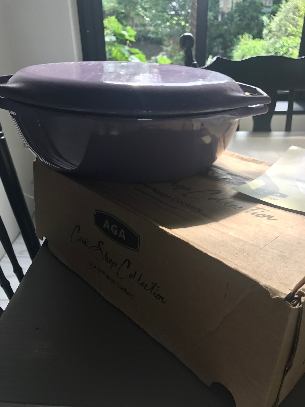 Aga geëmailleerde ovale pan purple, Ophalen, Zo goed als nieuw, Gietijzer