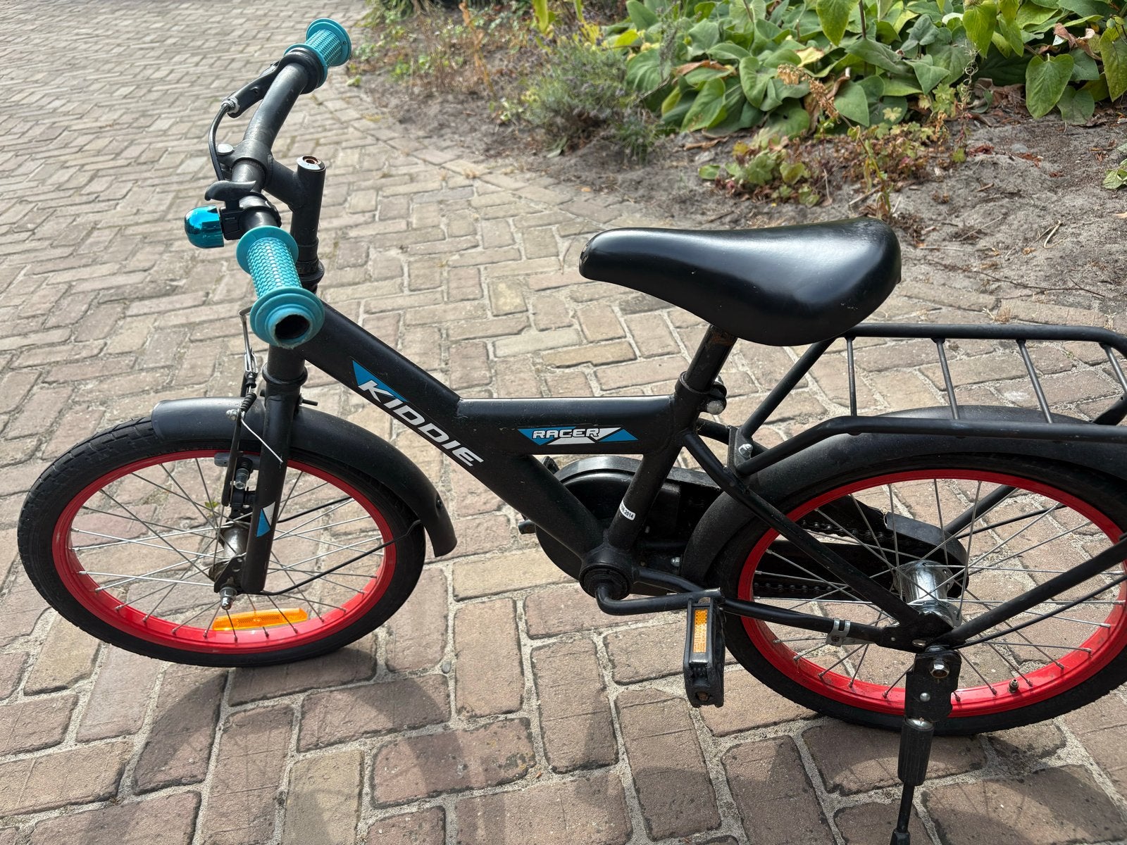 Kiddie Racer kinderfiets 16 inch - Zwart/Rood, Ophalen, Gebruikt, Terugtraprem, 16 tot 20 inch