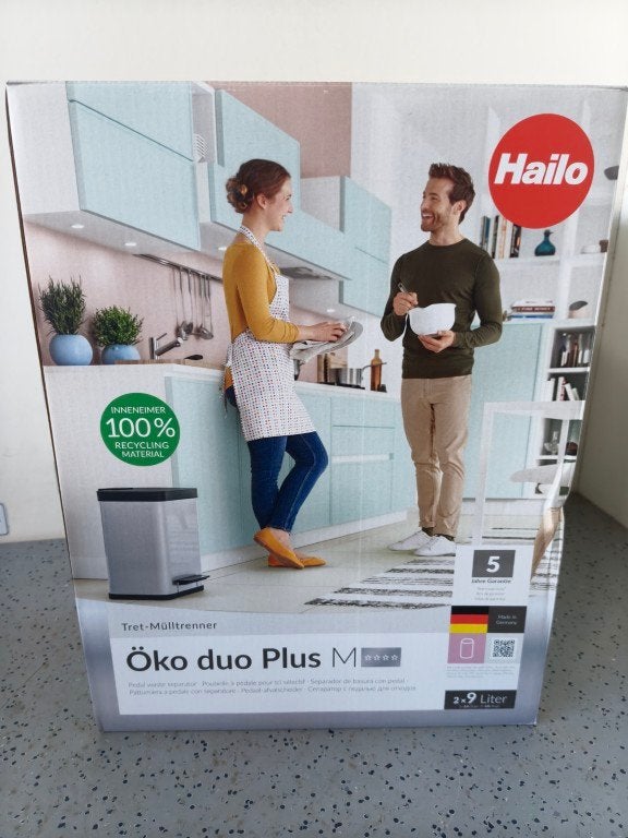 Hailo oko duo Plus M, 2x9 liter pedaalemmer/ afvalbak, Nieuw, Minder dan 10 liter, /, Metaal