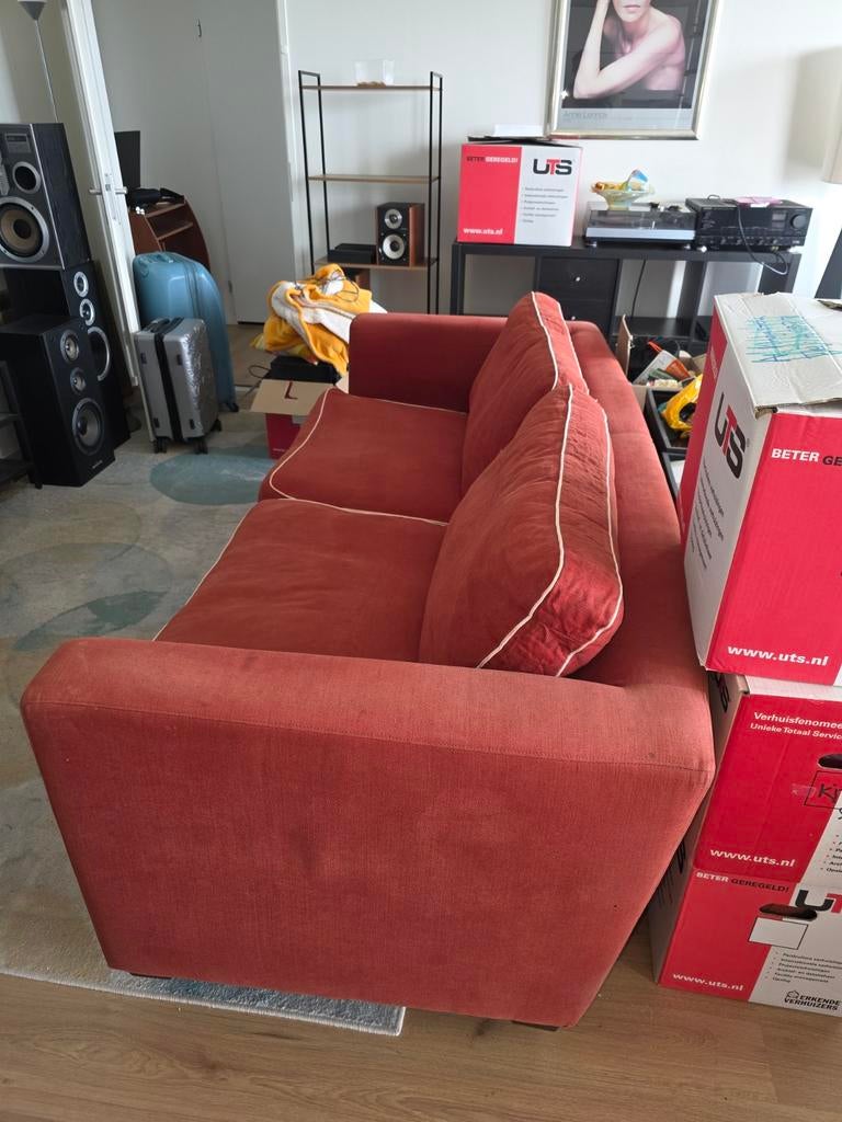 3-zitsbank en fauteuil, Duits design, veren/dons vulling, Ophalen of Verzenden, 75 tot 100 cm