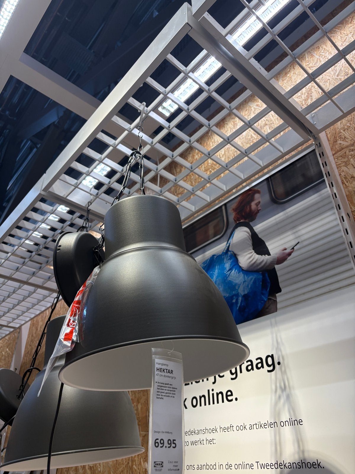 6 stuk IKEA Hektar hanglamp - Donkergrijs, Ophalen of Verzenden, Zo goed als nieuw, Metaal, E27 (groot)