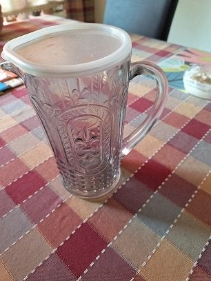 WATERKAN, glas, rond, 1 liter, Kan, Gebruikt, Ophalen of Verzenden, Glas
