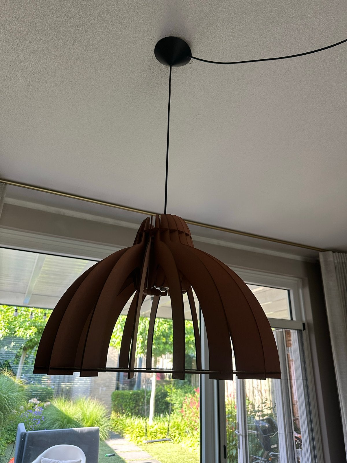 Tjalle en Jasper XL Houten Hanglamp - Oud Roze, Ophalen of Verzenden, Zo goed als nieuw, Hout, E27 (groot)