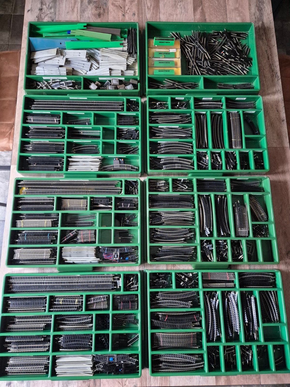 Grote hoeveelheid Minitrix rails voor de losse verkoop, Gebruikt, Gelijkstroom, Trix, Rails