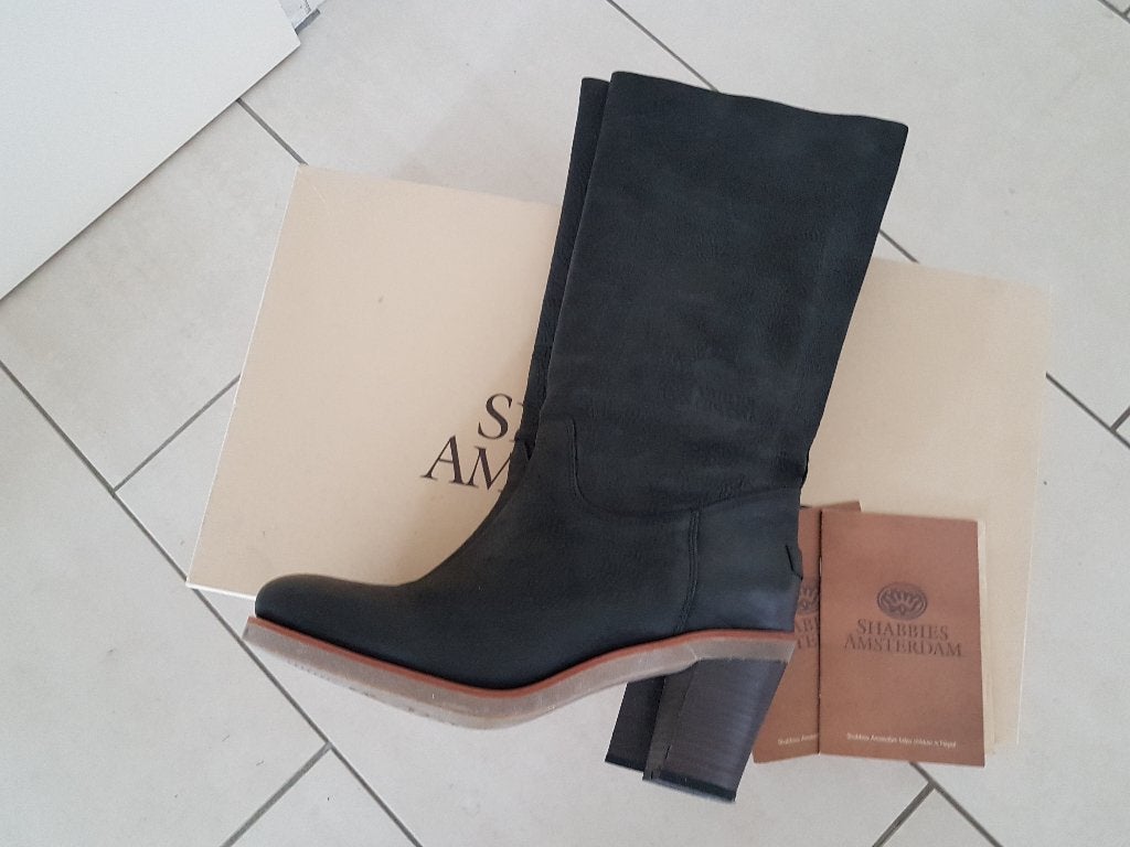 Shabbies hoge laarzen leder 42 nieuwstaat, Kleding | Dames, Schoenen, Hoge laarzen, Shabbies Amsterdam, Zwart, Ophalen of Verzenden