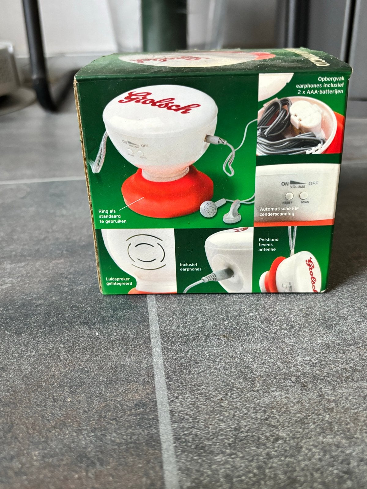 Grolsch Beugelradio - Draagbare FM Radio met Oortjes, Ophalen of Verzenden, Gebruikt, Radio