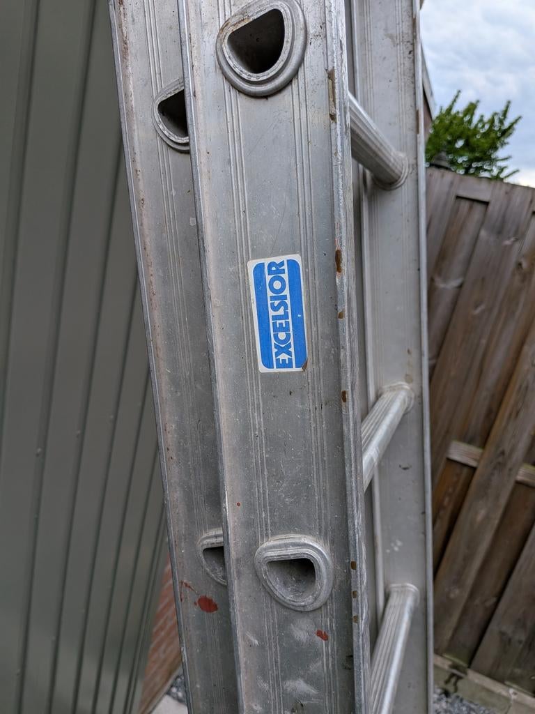 Excelsior uitschuifbare ladder  2x 3.80, Doe-het-zelf en Verbouw, Ladders en Trappen, Ophalen, Gebruikt, Ladder, Opvouwbaar of Inschuifbaar