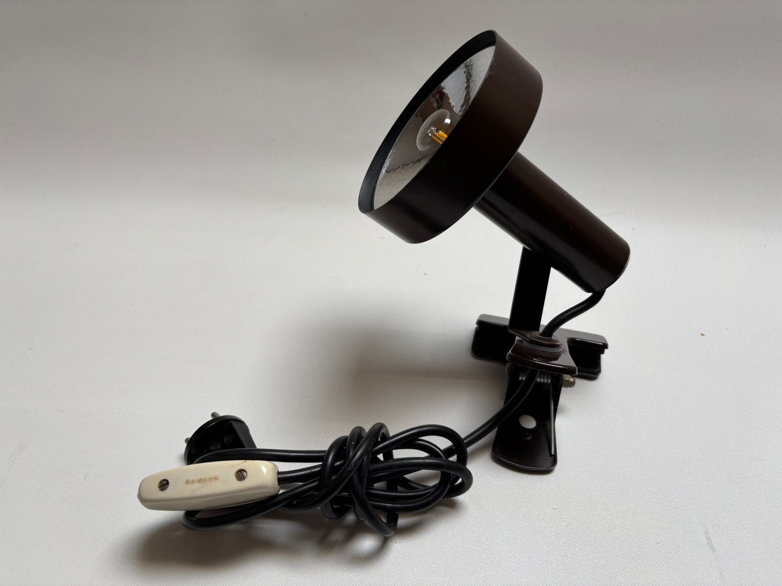 Vintage jaren 70 bruine knijperlamp knijper lamp, Huis en Inrichting, Ophalen