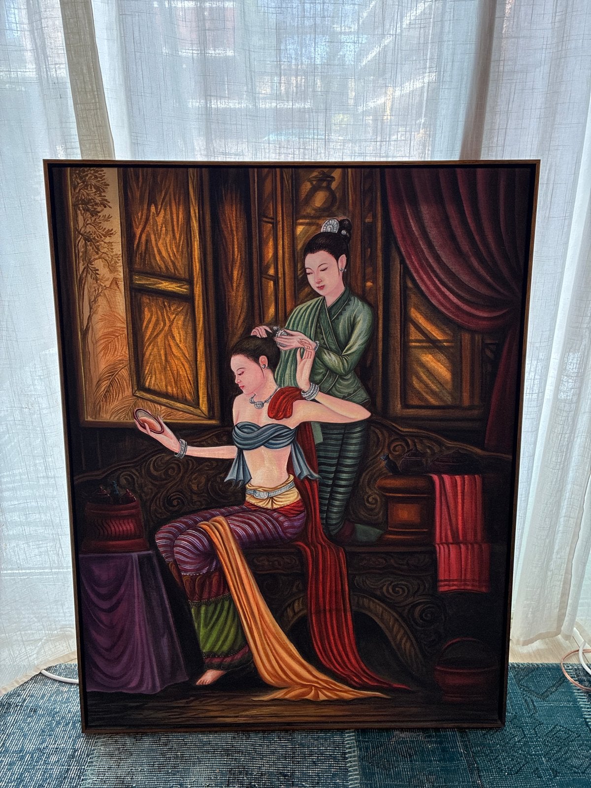Painting with floating style frame, Antiek en Kunst, Ophalen