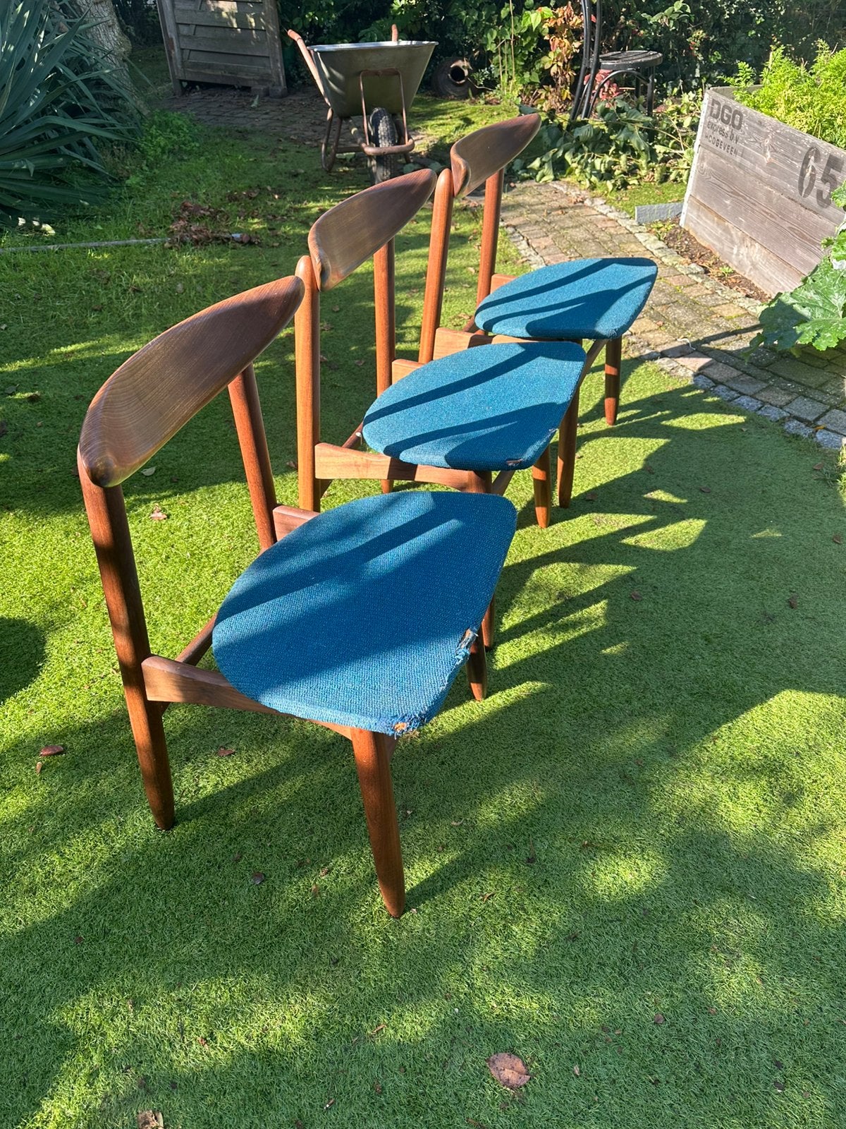 3 vintage mid-century eetkamerstoelen jaren 60, Ophalen, Zo goed als nieuw, Hout, Drie