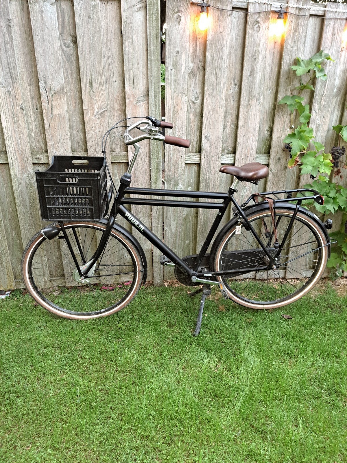 Gazelle Puur NL Herenfiets - Zwart met bruine accenten, Fietsen en Brommers, Fietsen | Heren | Herenfietsen, Ophalen, Terugtraprem