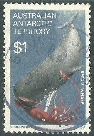 AUST. ANT. TERR. 1973 $ 1.00 Walvis, Michel: 34, Gestempeld., Verzenden, Gestempeld, Dier of Natuur