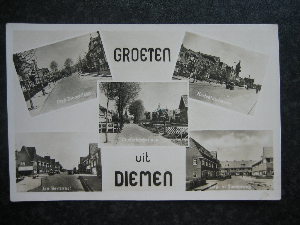 DIEMEN  5 luiks groeten uit 1949, Ophalen of Verzenden, 1940 tot 1960, Noord-Holland