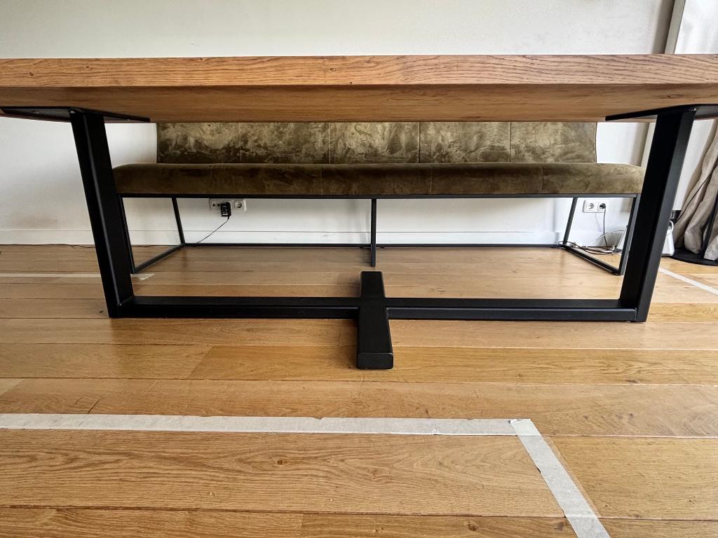 Table du Sud - 10 persoons eettafel + bank, Huis en Inrichting, Tafels | Eettafels, Ophalen, Gebruikt, Eikenhout, 200 cm of meer
