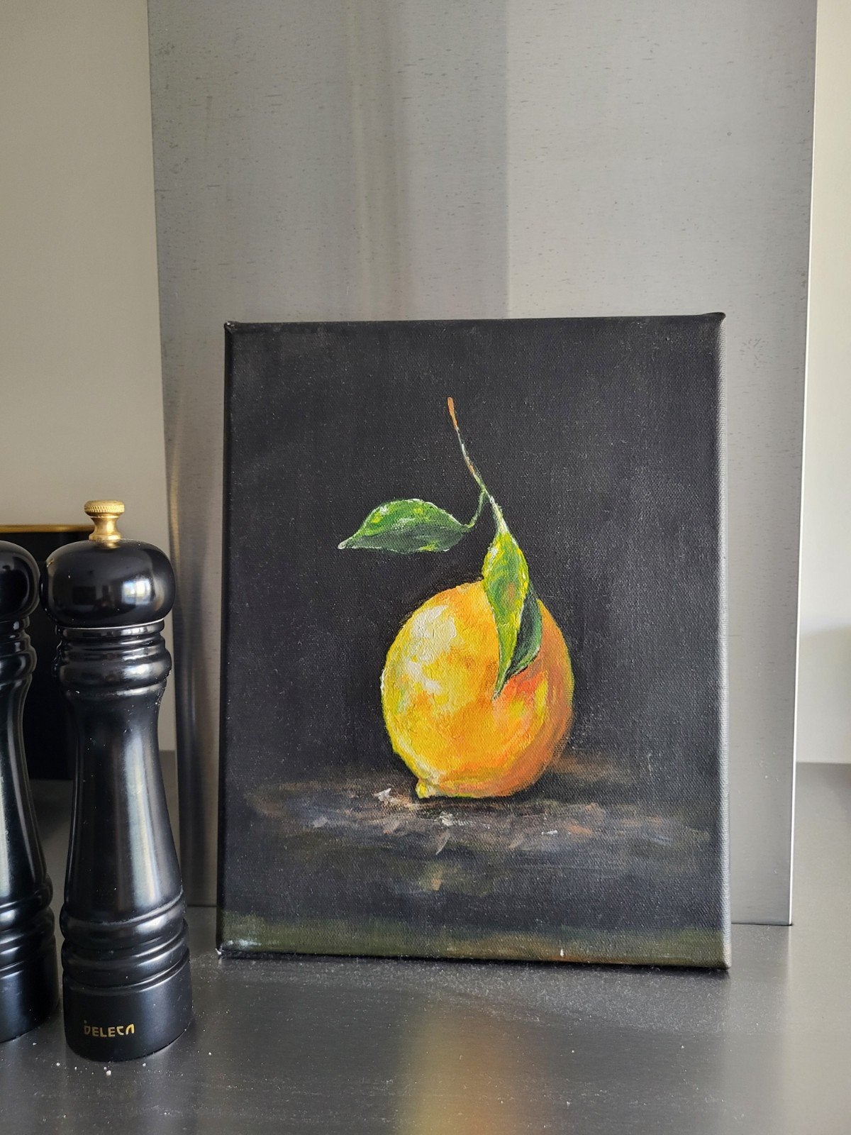 Schilderij Citroen op canvasdoek, Ophalen of Verzenden, Nieuw, Minder dan 50 cm, Schilderij