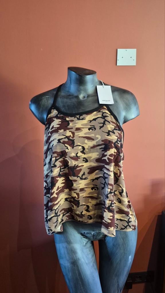Sweewë Luchtige Top Legerprint Nieuw met Prijskaartje, Kleding | Dames, Overige kleuren, Sweewë, Maat 42/44 (L), Nieuw