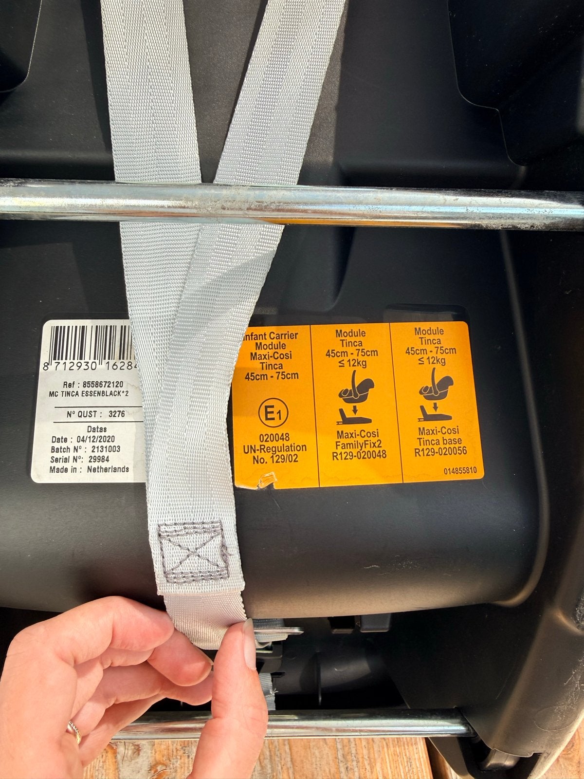 Maxi-Cosi Tinca autostoel, Ophalen, Autogordel of Isofix, Gebruikt, 0 t/m 13 kg