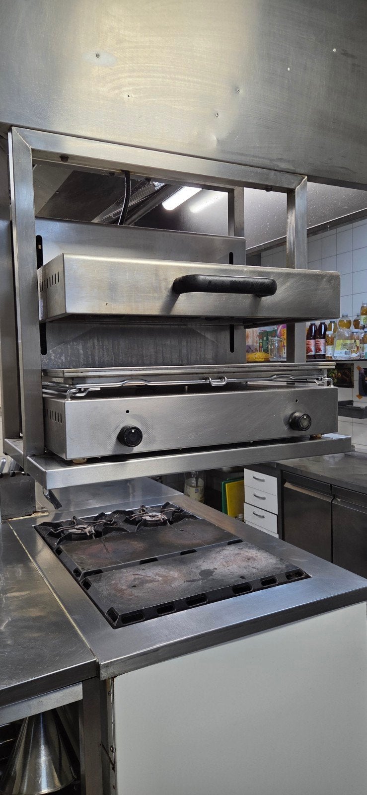 Professionele RVS Salamander Grill en Gasfornuis, Huis en Inrichting, Ophalen of Verzenden, Gebruikt