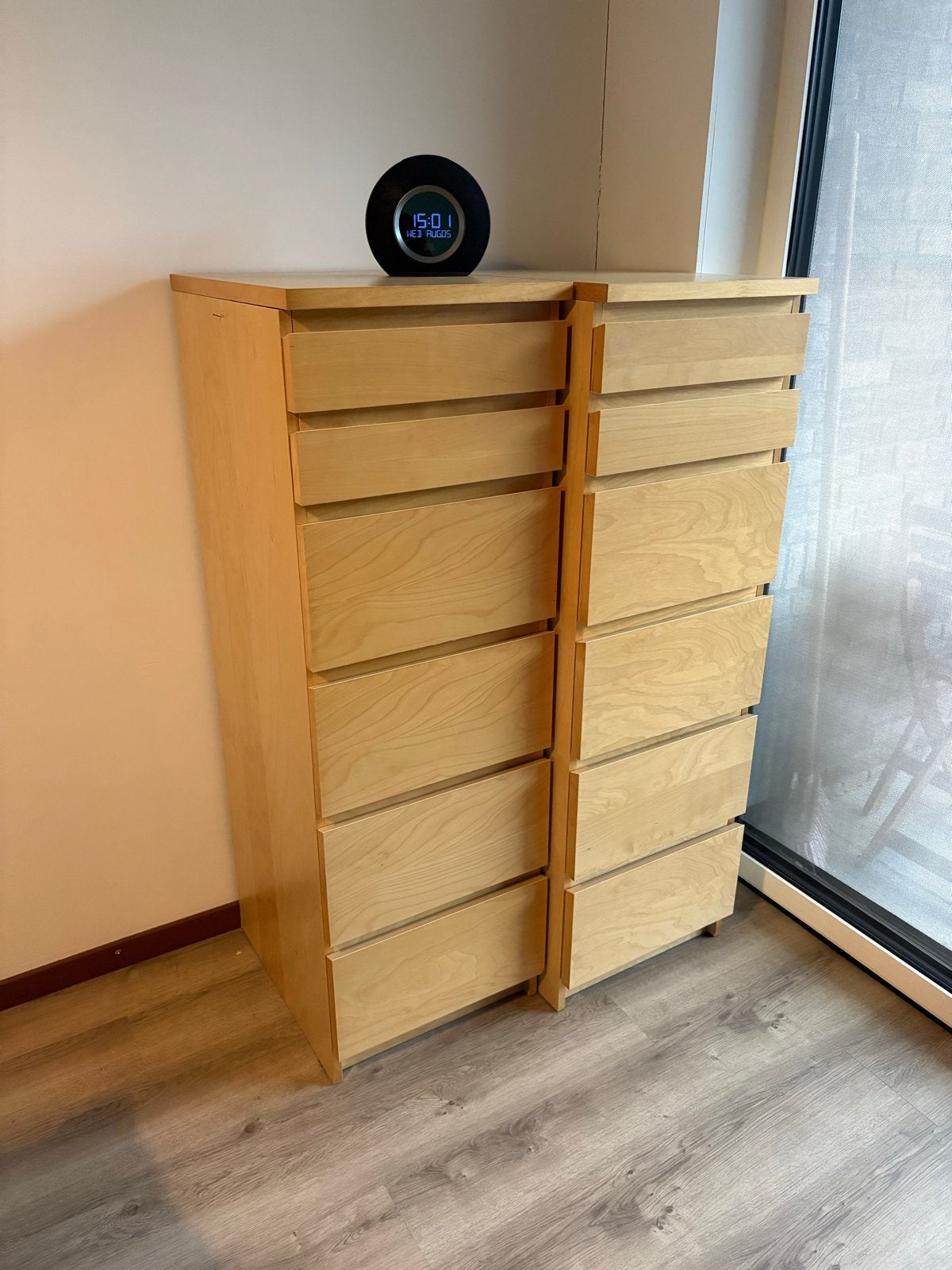 2x Ladekast met 6 lades + spiegel, Ophalen, Minder dan 50 cm, Gebruikt, 5 laden of meer