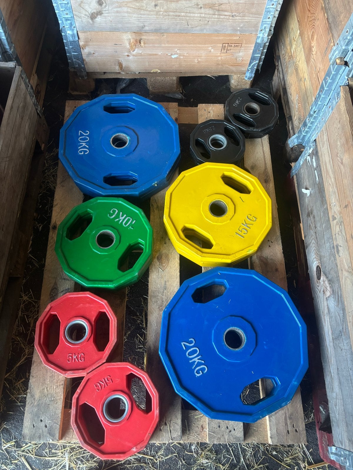 Olympische Halterschijvenset 160 kg, Halterschijven, Gebruikt, Idk, Idk