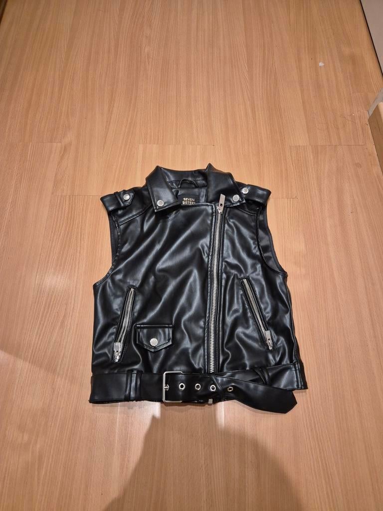 Zwart leren gilet maat S, Seven Sisters, Zwart, Ophalen of Verzenden, Maat 36 (S)