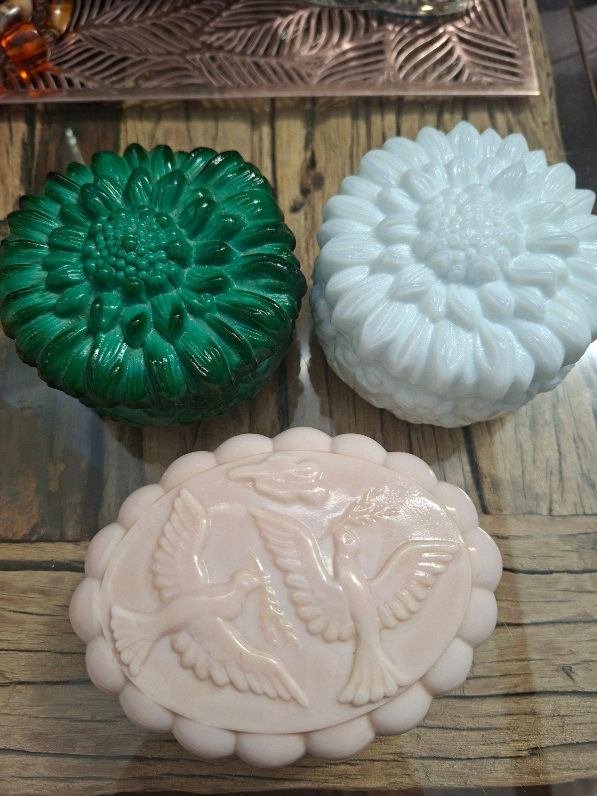 3 persglazen schaaltjes bakjes, Antiek en Kunst, Ophalen