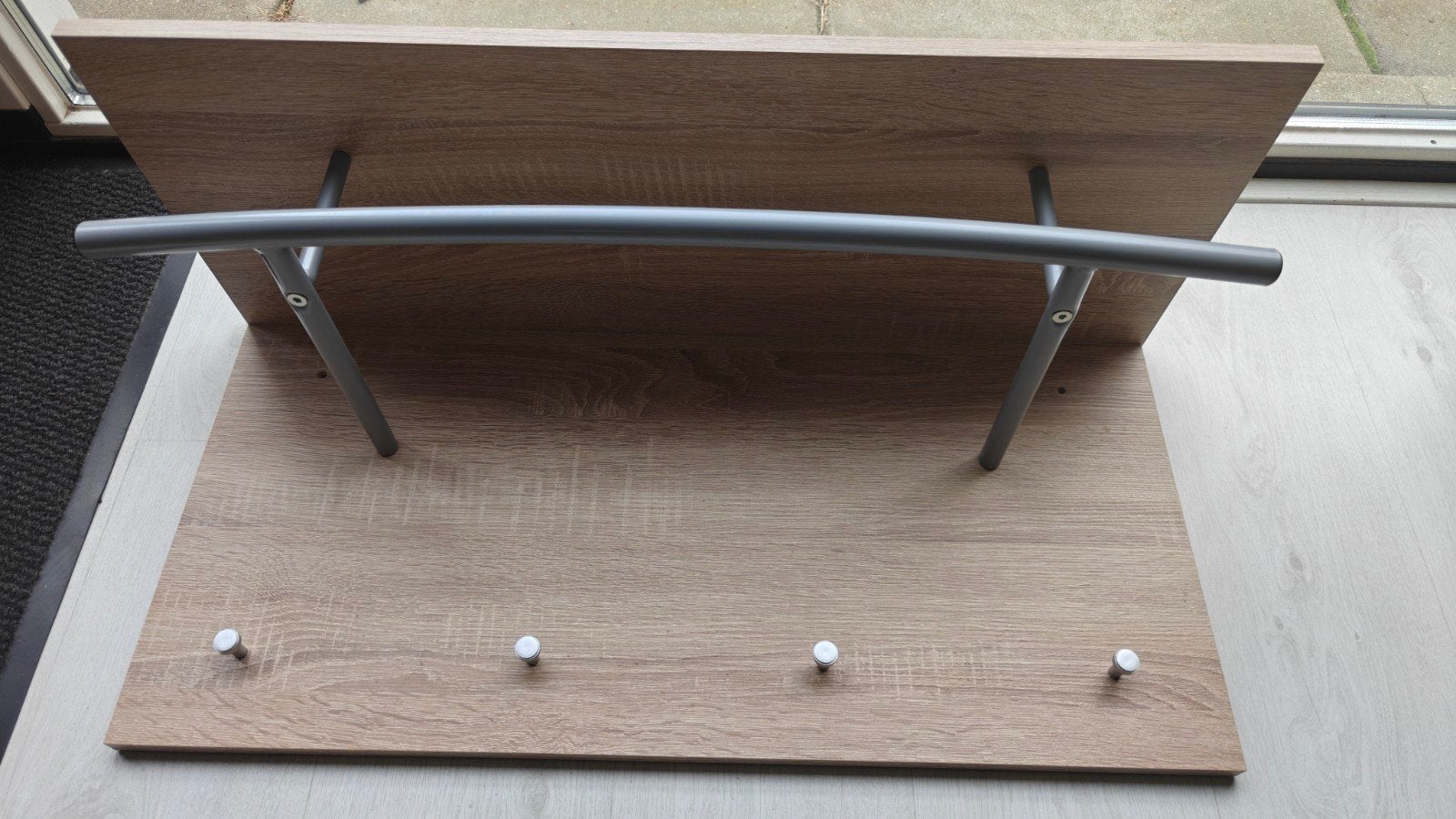 Wandkapstok met plank en haken, Gebruikt, Minder dan 100 cm, Hout, Ophalen