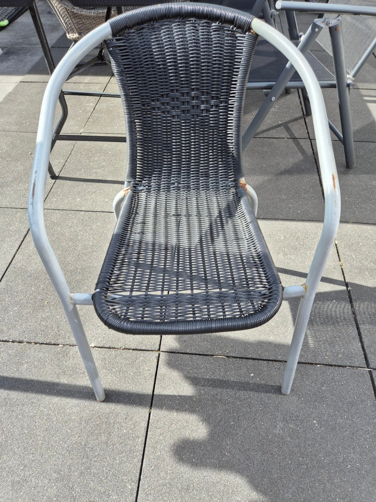 Tuinstoel van wicker en metaal, Tuin en Terras, Ophalen, Gebruikt, Wicker