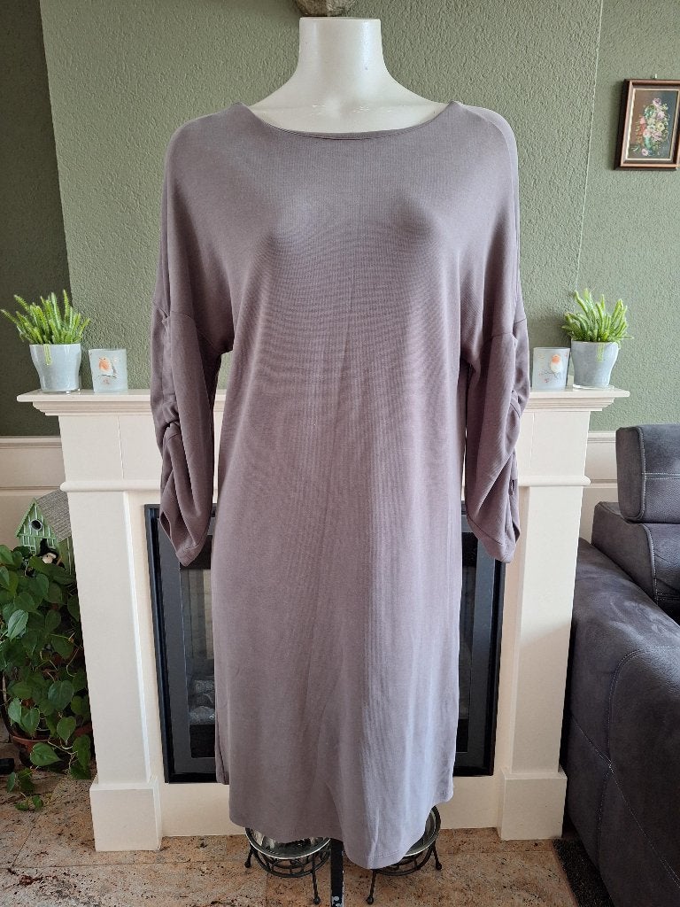 Yaya prachtige grijze zijde look jurk S 36, Verzenden, Zo goed als nieuw, Knielengte, Yaya
