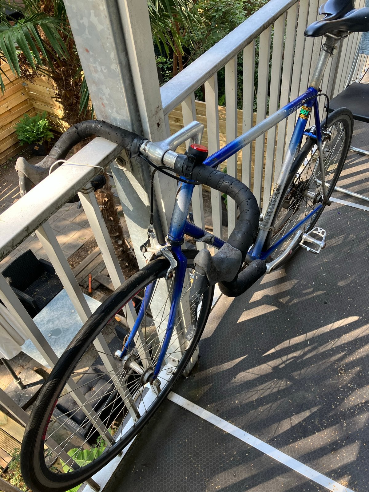 Vintage racefiets, blauw/zilver, opknapper, Fietsen en Brommers, Fietsen | Racefietsen, Gebruikt, Staal, 53 tot 57 cm, Ophalen