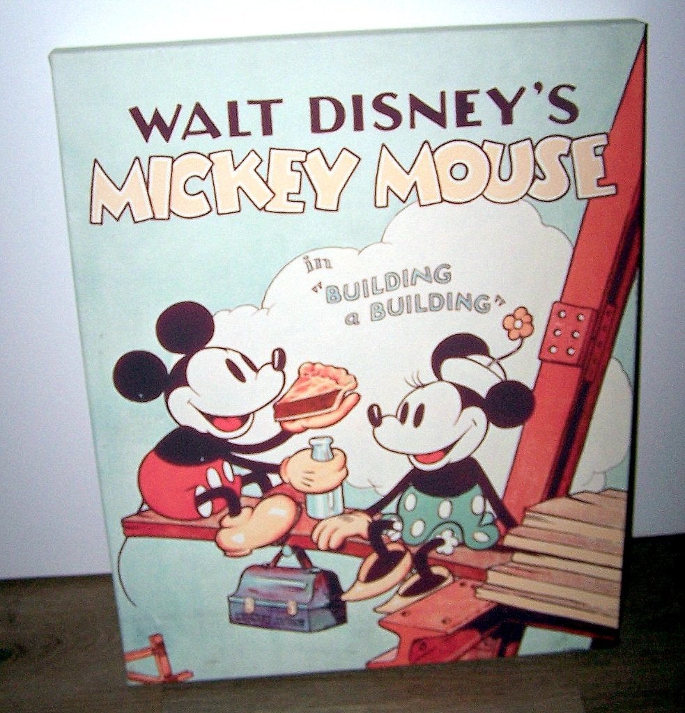 Op canvas Walt Disney's Mickey Mouse -"Building a Building"., Ophalen of Verzenden, Mickey Mouse, Nieuw, Overige typen