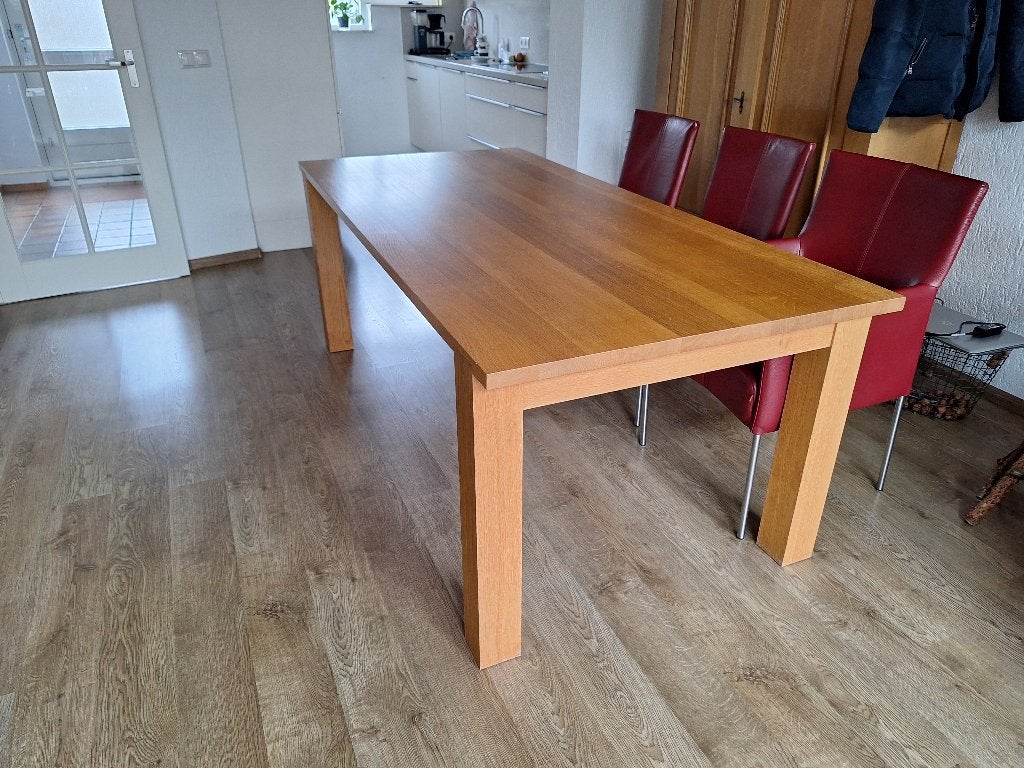 Eiken eettafel, Ophalen, Gebruikt, Eikenhout, 200 cm of meer