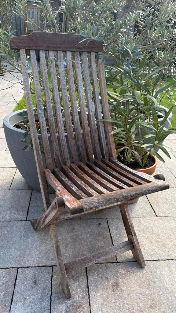 Kleine hardhouten tuinstoel, Tuin en Terras, Ophalen, Gebruikt, Hout
