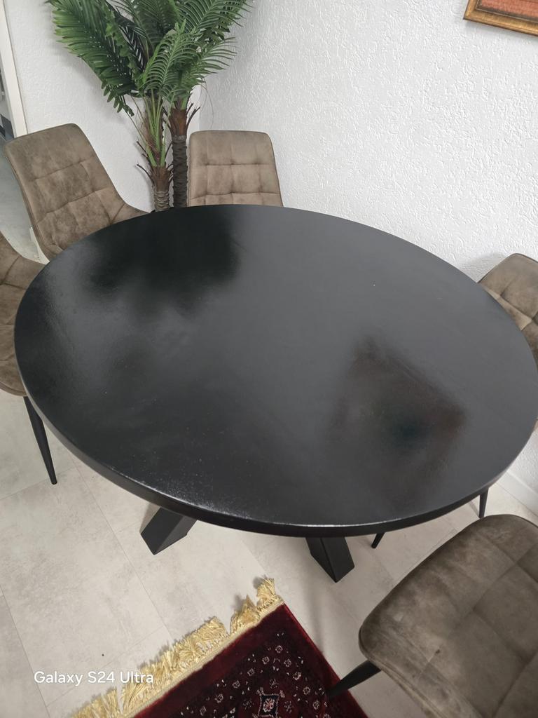 Ronde eettafel, Ophalen, 100 tot 150 cm, Rond, Zo goed als nieuw