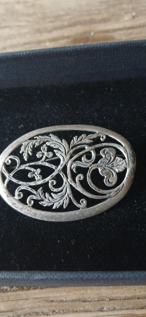 Oude zilveren broche gemerkt, Verzenden, Zo goed als nieuw, Zilver, Zilver