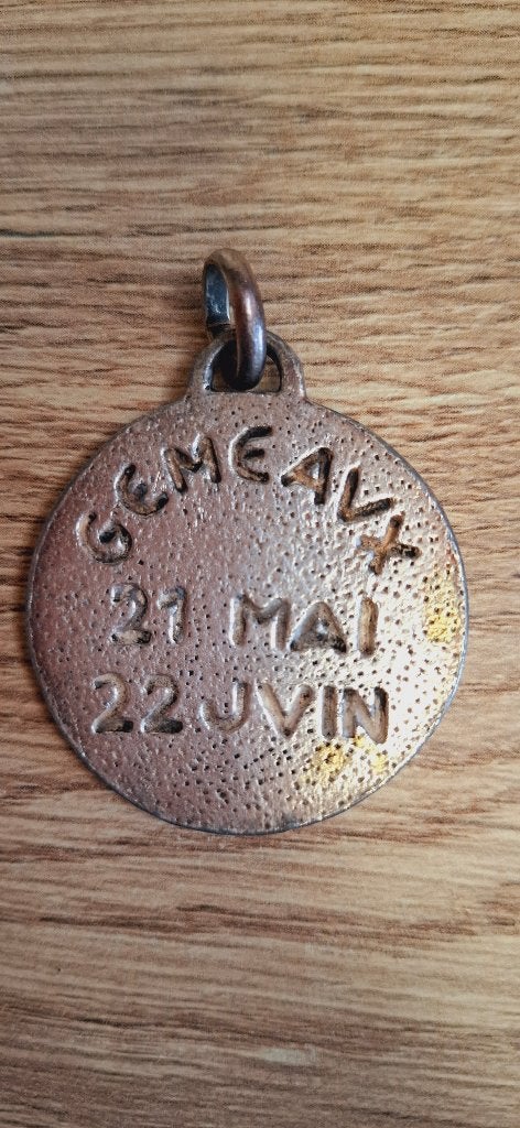 Vintage hanger sterrenbeeld Tweelingen Franse medaillon, Overige materialen, Gebruikt, Overige voorstellingen, Onbekend