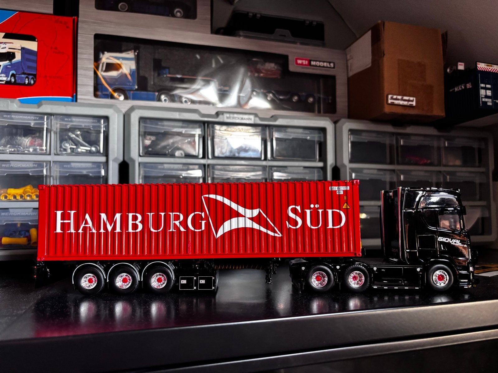 Tekno Models Scania S730 GIOVAL met Hamburg Süd container, Overige merken, 1:32 tot 1:50, Ophalen of Verzenden, Zo goed als nieuw