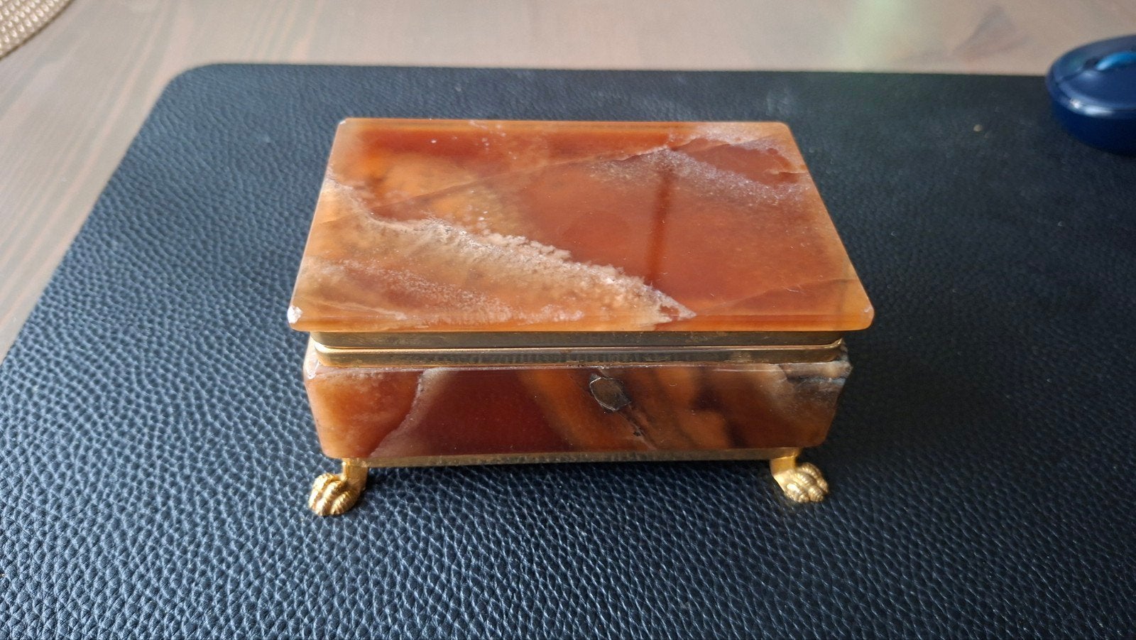 vintage albast messing doosje, Antiek en Kunst, Curiosa en Brocante, Ophalen of Verzenden