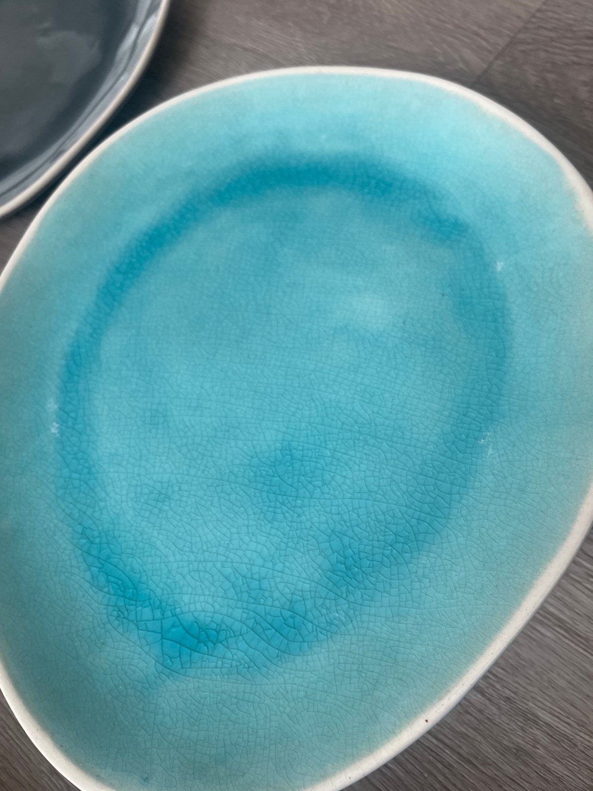 4x Dinerborden in blauw en grijs - Keramiek, Keramiek, Ophalen of Verzenden, Zo goed als nieuw, Bord(en)