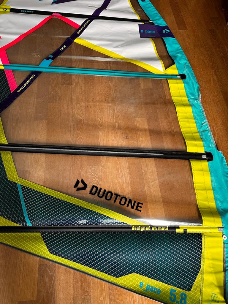 Duotone E-pace 5.8 zgan, Watersport en Boten, Windsurfen, Met draagtas, 5 tot 6.5 m², Ophalen of Verzenden, Zo goed als nieuw