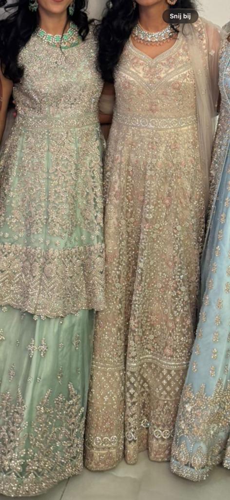 Lehenga pakistaanse maxi jurken, Maat 38/40 (M), Overige typen, Beige, Ophalen of Verzenden