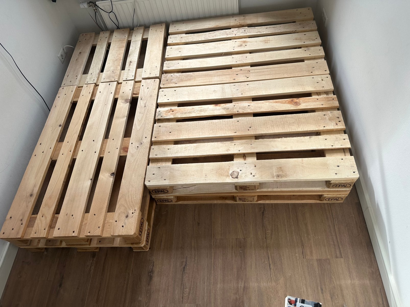 Pallet bed te koop, Ophalen, Zo goed als nieuw, 50 mm of meer, Minder dan 200 cm