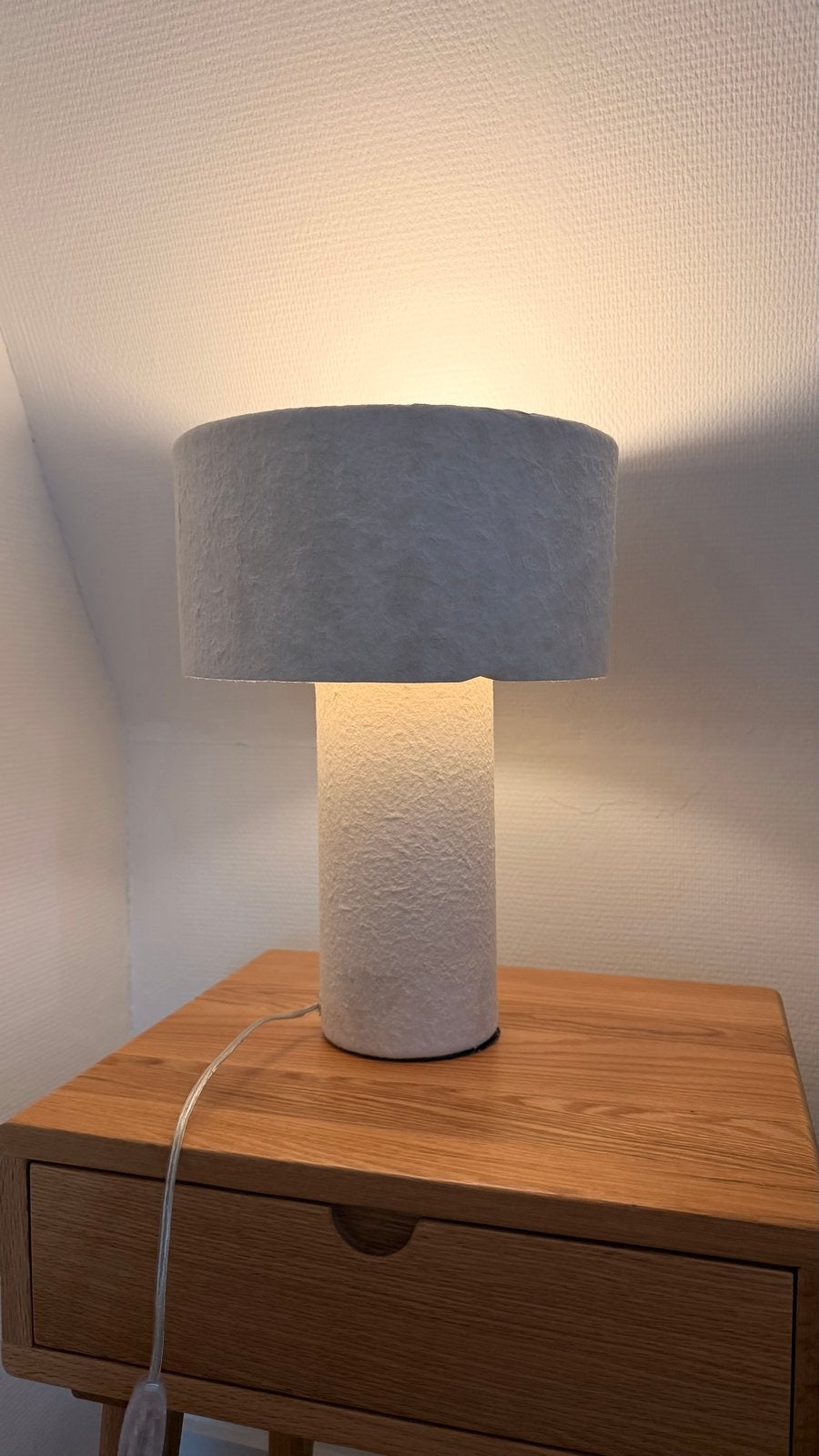 Karwei tafellamp met stoffen kap 2x, Ophalen of Verzenden, Zo goed als nieuw, Stof, Minder dan 50 cm