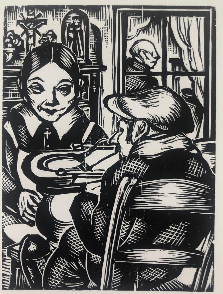 Henri van Straten - afdruk van een houtsnede, Antiek en Kunst, Dagelijks leven, Verzenden, Houtsnede, Blanco verso